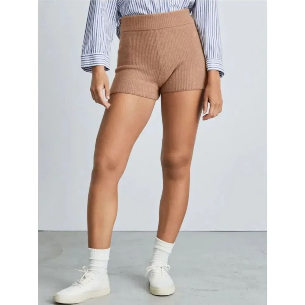 NWOT Everlane High-Waist Knit Shorts Camel Brown Medium